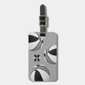 ブラックグレーチームカラーズバスケットボール ラゲッジタグ (正面縦)