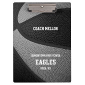 ブラックグレーチームカラーバスケットボールコーチ名 クリップボード (正面)
