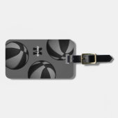 ブラックグレーチームカラーバスケットボール旅行バッグ ラゲッジタグ (正面横)