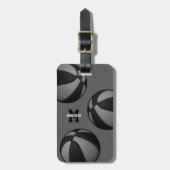 ブラックグレーチームカラーバスケットボール旅行バッグ ラゲッジタグ (正面縦)