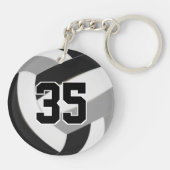 ブラックグレーチームカラーバレーボールパーソナライズされたボール キーホルダー (裏面)