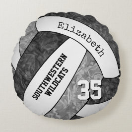 ブラックグレーチームスピリットカラーズガールバレーボール ラウンドクッション