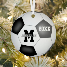 ブラックグレーチームスピリットボーイズ女の子がサッカーをキープ メタルオーナメント