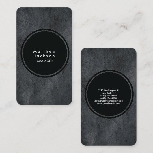 ブラックグレーテクスチャーモダンプレーンプロフェッショナル 名刺 (正面/裏面)