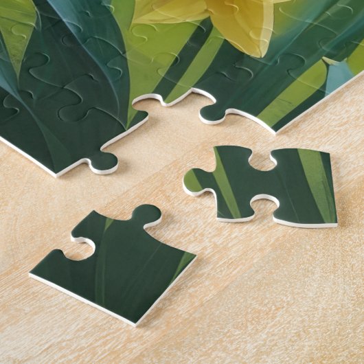 ブラックグレートダネドッグ春の花絵を描ズ ジグソーパズル (側面)