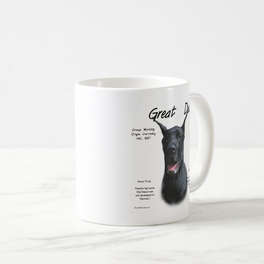 ブラックグレートダネヒストリーデザイン コーヒーマグカップ (正面右)