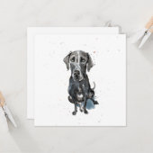 ブラックグレートダンおもしろい水彩（ばちゃばちゃ）跳ねるありがとう カード (正面/裏面インサイチュ)