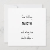 ブラックグレートダンおもしろい水彩（ばちゃばちゃ）跳ねるありがとう カード (裏面)