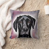 ブラックグレートダーネウォーターカラーアート クッション (ブランケット)