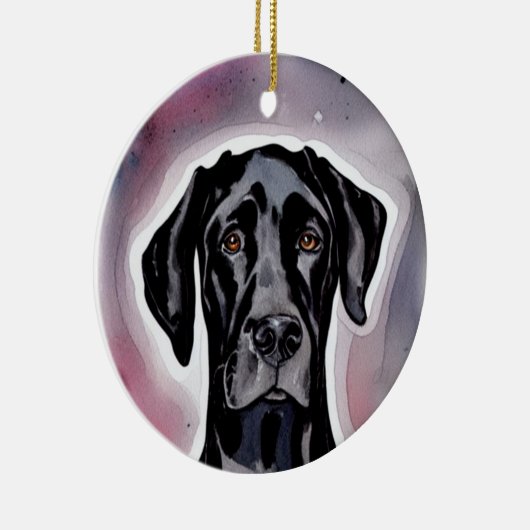 ブラックグレートダーネウォーターカラーアート セラミックオーナメント (右)