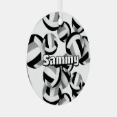 ブラックグレーバレーボールアスリート名記念ボール メタルオーナメント (正面右)