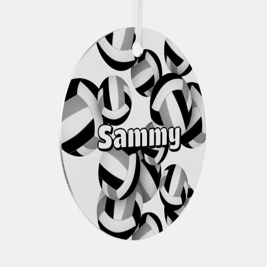 ブラックグレーバレーボールアスリート名記念ボール メタルオーナメント (正面右)