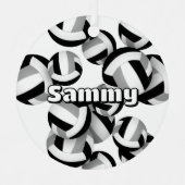 ブラックグレーバレーボールアスリート名記念ボール メタルオーナメント (正面)