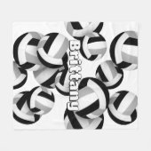 ブラックグレーバレーボール女の子スポーツルームデカール フリースブランケット (正面(横))