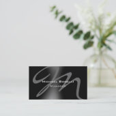 ブラックグレーパターンモノグラムマネージャの名刺 名刺 (スタンド正面)