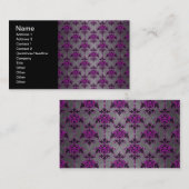 ブラックグレーパープルダマビクトリアンスク模様 名刺 (正面/裏面)