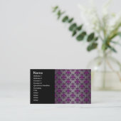 ブラックグレーパープルダマビクトリアンスク模様 名刺 (スタンド正面)