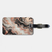 ブラックグレーピンクのローズ金ゴールド大理石アートパターン ラゲッジタグ (裏面横)
