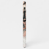 ブラックグレーピンクのローズ金ゴールド大理石アートパターン iPhoneケース (左側)