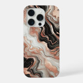 ブラックグレーピンクローズ金ゴールドホワイトマーブルアートパターン iPhoneケース (裏面)