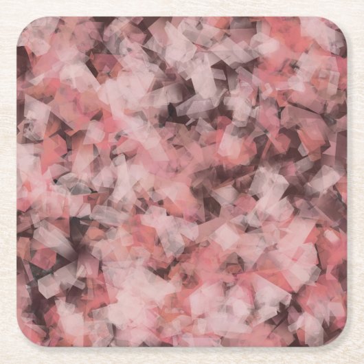 ブラックグレーピンク白ジオメトモダンリ抽象芸術 スクエアペーパーコースター (正面)