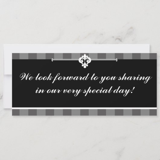 ブラックグレーフローリボードパス結婚式招待状 招待状 (裏面)