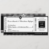 ブラックグレーフローリボードパス結婚式招待状 招待状 (正面/裏面)