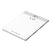 ブラックグレーブルークリーンマンリーモノグラム&名前 ノートパッド (回転)