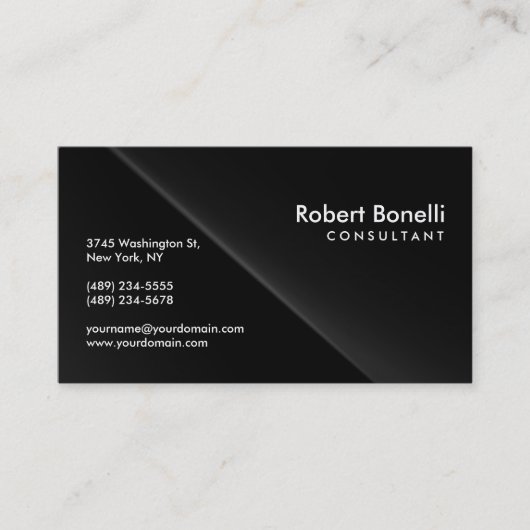 ブラックグレープレーンモダンコンサルタント名刺 名刺 (正面)