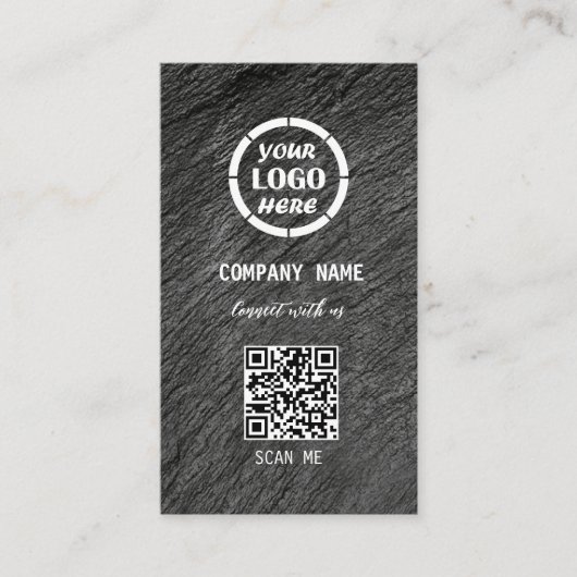 ブラックグレープロフェッショナルデザインモダンQRコードバス 名刺 (正面)