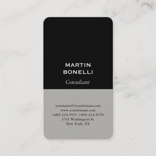 ブラックグレープロフェッショナルミニマモダンエレガントリスト 名刺 (正面)