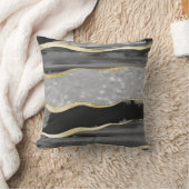 ブラックグレーホワイトアゲートストライプ金ゴールドグラム#1 #gem クッション (ブランケット)