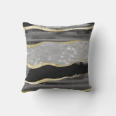 ブラックグレーホワイトアゲートストライプ金ゴールドグラム#1 #gem クッション (裏面)