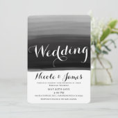 ブラックグレーホワイトウォーターモダンカラーグ結婚ラム 招待状 (スタンド正面)