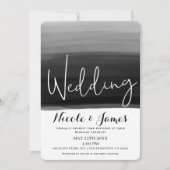 ブラックグレーホワイトウォーターモダンカラーグ結婚ラム 招待状 (正面)