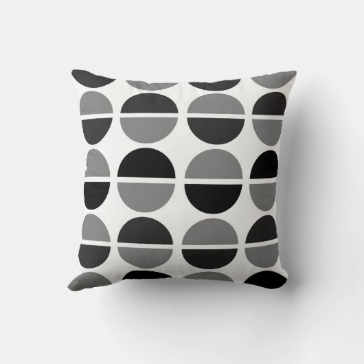 ブラックグレーホワイトサークル水玉模様装飾用クッション クッション (裏面)