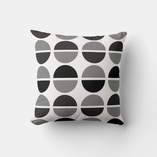ブラックグレーホワイトサークル水玉模様装飾用クッション クッション (正面)