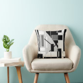 ブラックグレーホワイトジオメコンテンポラリートリデザイン クッション (椅子)