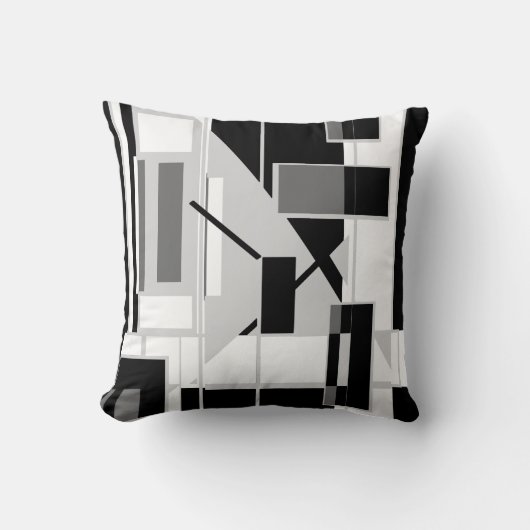 ブラックグレーホワイトジオメコンテンポラリートリデザイン クッション (正面)