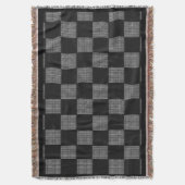 ブラックグレーホワイトバッファローチェックスタイルチェーンメール スローブランケット (正面縦)