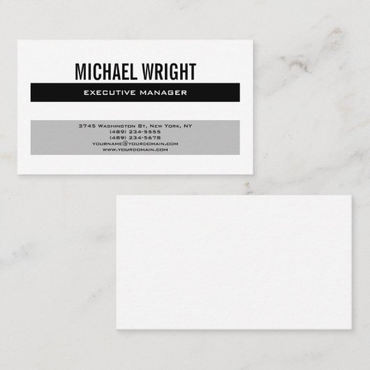 ブラックグレーホワイトプレーンモダンミニマシンプルリスト 名刺 (正面/裏面)