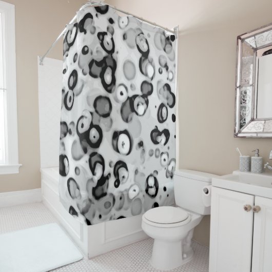 ブラックグレーホワイトモダントレンディーシンプル抽象芸術 シャワーカーテン (インサイチュ)
