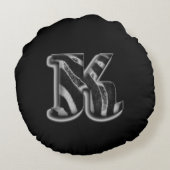 ブラックグレーホワイトモノグラムK円枕 ラウンドクッション (裏面)