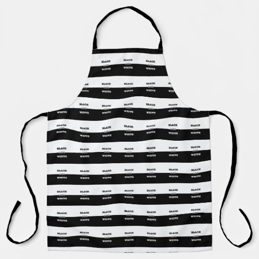 ブラックグレーホワイト文字無地のとカラーデザイン エプロン (正面)