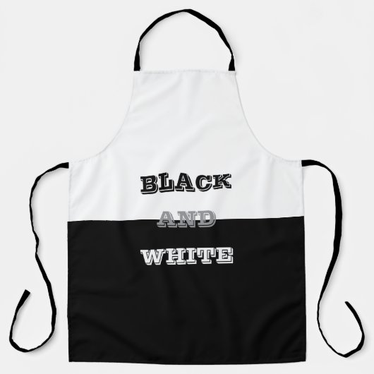 ブラックグレーホワイト文字無地のとカラーデザイン エプロン (正面)