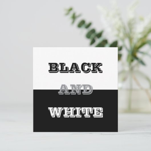 ブラックグレーホワイト文字無地のとカラーデザイン カード (スタンド正面)