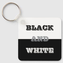 ブラックグレーホワイト文字無地のとカラーデザイン キーホルダー