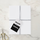 ブラックグレーホワイト文字無地のとカラーデザイン ギフトタグ (より糸付き)