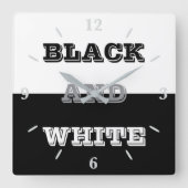 ブラックグレーホワイト文字無地のとカラーデザイン スクエア壁時計 (正面)