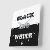 ブラックグレーホワイト文字無地のとカラーデザイン スクエア壁時計 (傾斜)